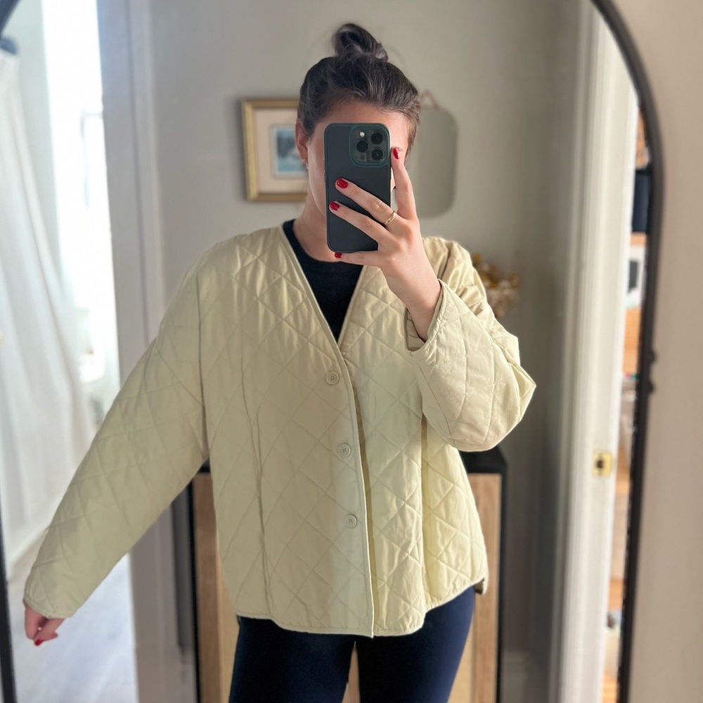 Light Green Zara Quilted Winter Jacket